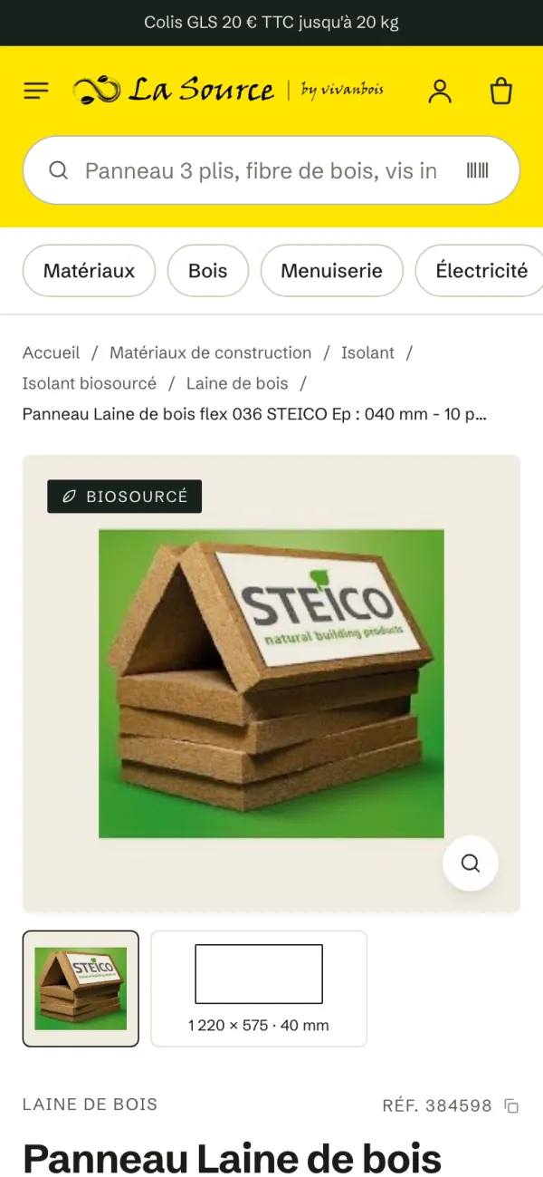 La même fiche produit sur téléphone.